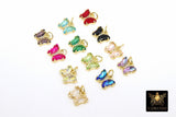 CZ Mini Butterfly Charms, Cubic Zirconia Small Butterflies #2734, High Quality Huggie Tiny Gold Crystal Charms in 13 Colors