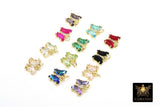 CZ Mini Butterfly Charms, Cubic Zirconia Small Butterflies #2734, High Quality Huggie Tiny Gold Crystal Charms in 13 Colors