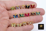 CZ Mini Butterfly Charms, Cubic Zirconia Small Butterflies #2734, High Quality Huggie Tiny Gold Crystal Charms in 13 Colors