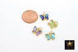 CZ Mini Butterfly Charms, Cubic Zirconia Small Butterflies #2734, High Quality Huggie Tiny Gold Crystal Charms in 13 Colors