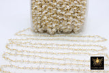 Natural Moonstone Rosary Nugget Chain, 4 mm Beaded Chips CH #347, Gold Wire Wrapped Rosary Chain