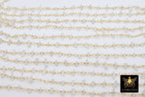 Natural Moonstone Rosary Nugget Chain, 4 mm Beaded Chips CH #347, Gold Wire Wrapped Rosary Chain