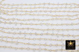 Natural Moonstone Nugget Chain, 4 mm Beaded Chips CH #347, Gold Wire Wrapped Rosary Chain