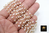 Natural Moonstone Rosary Nugget Chain, 4 mm Beaded Chips CH #347, Gold Wire Wrapped Rosary Chain