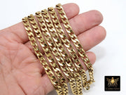 Stainless Steel Chain, 304 Gold Flat Curb 10 mm Chains CH #109, Unfinished Curb Chains