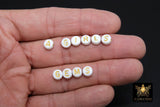 Gold Initial Acrylic Beads, Alphabet Letter in White and Gold Letters # 2106, 200 Pc Flat Round Initial Bracelet beads