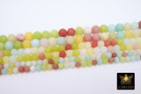 Yellow and Blue Frosted Beads, Smooth Mixed Lime and White Jade Beads BS #104, Multicolor Jewelry sizes 6 mm 8 mm 10 mm 15.5 inch Strands