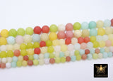 Yellow and Blue Frosted Beads, Smooth Mixed Lime and White Jade Beads BS #104, Multicolor Jewelry sizes 6 mm 8 mm 10 mm 15.5 inch Strands