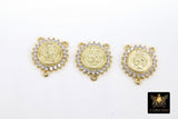 CZ Pave Mary Centers, Gold Cross Connectors #569, Jesus Charm Links