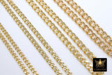 Gold Cuban Curb Chain, Gold Stainless Steel Heavy Chain CH# 241, Flat Miami Diamond Cut