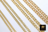 Gold Cuban Curb Chain, Gold Stainless Steel Heavy Chain CH #241, Flat Miami Diamond Cut