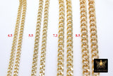 Gold Cuban Curb Chain, Gold Stainless Steel Heavy Chain CH #241, Flat Miami Diamond Cut