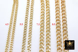 Gold Cuban Curb Chain, Gold Stainless Steel Heavy Chain CH# 241, Flat Miami Diamond Cut