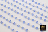 Tanzanite Crystal Rosary Chain, Silver Plated Royal Blue CH #511, Sapphire Crystal 4 mm Beaded Jewelry Chains