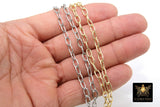 Gold Oval Chain, Oval Unfinished Silver Rectangle Chain CH #158, 7 mm Necklace