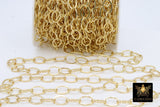 Silver Oval Chain, Gold Flat Oval Cable Chains CH #202, Unfinished 8 x 10 mm Gold Rolo Oblong Paperclip Chains