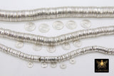 Silver Flat Spacer Beads, 20- 260 pcs Round Brushed Metal Discs, Heishi Rondelle