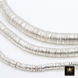 Silver Flat Spacer Beads, 20- 260 pcs Round Brushed Metal Discs, Heishi Rondelle