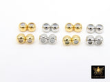 Gold Slider Beads, 4 Pc Silver Soldered Silicon Stopper Beads #717, Two Hole Bolo Bead - 8 Piece Gold