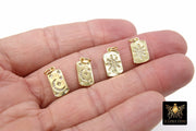 Gold CZ Pave Star Rectangle Charms, Small Moon Box Pendant #728, Starburst Huggie Charms