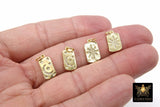 Gold CZ Pave Star Rectangle Charms, Small Moon Box Pendant #728, Starburst Huggie Charms