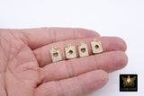 CZ Pave Gold Heart Charms, Rectangle Starburst Charms #753, Mini Square Star Charms for Bracelets