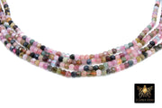 Natural Tourmaline Beads, Faceted Multi Mixed Tourmaline Beads BS #126, Genuine Jewelry Beads sizes 4 mm 15.5 inch Long Strands