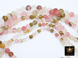 Watermelon Quartz Beads, Smooth Round Pink Beige White Beads BS #39, sizes in 6 mm 8 mm 15.75 inch Strands