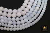 Soft Baby Blue White Beads, Smooth Round Light Blue Beads BS #119, size 6 mm 8 mm or 10 mm 16 inch FULL Strands