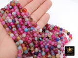 Fuchsia Mixed Color Agate Beads, Faceted Pink White Blue Marble Agate Dyed Beads BS# 117, Jewelry Beads sizes 8 mm 15 inch Strands