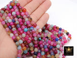 Fuchsia Mixed Color Agate Beads, Faceted Pink White Blue Marble Agate Dyed Beads BS# 117, Jewelry Beads sizes 8 mm 15 inch Strands