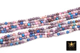 Blue and Pink Agate Beads, Faceted Mixed Lavender and White Fire Agate Beads BS #127, Jewelry Beads sizes 4 mm 14 inch Strands