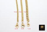 Gold Cuban Curb Chain, 304 Stainless Steel 9 mm Heavy Flat Miami Diamond Cut Oval Jewelry Chains CH #217, By the Yard