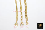 Gold Cuban Curb Chain, 304 Stainless Steel Heavy Flat Chain CH #218, Miami Diamond Cut Oval Jewelry Chains