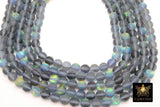 Gray Baby Blue AB Beads, Frosted Aqua Iridescent Beads BS #114, sizes in 8 mm 15.25 inch FULL Strands