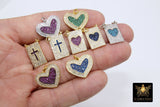 CZ Pave Blue Heart Charms, Pink CZ Love Heart Shapes Pendants #442, Gold Emerald Green Hearts