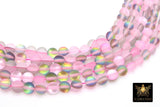 Soft Pink AB Beads, Smooth Multi Color Iridescent Beads BS #112, sizes in 8 mm 15.25 inch FULL Strands