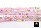 Soft Pink AB Beads, Smooth Multi Color Iridescent Beads BS #112, sizes in 8 mm 15.25 inch FULL Strands