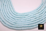 2 Strands 6 mm Clay Flat Beads, Seafoam Blue Heishi beads in Polymer Clay Disc CB #128, Light Blue Rondelle