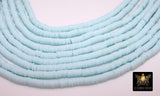 2 Strands 6 mm Clay Flat Beads, Seafoam Blue Heishi beads in Polymer Clay Disc CB #128, Light Blue Rondelle