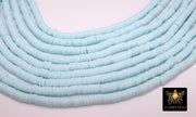 2 Strands 6 mm Clay Flat Beads, Seafoam Blue Heishi beads in Polymer Clay Disc CB #128, Light Blue Rondelle