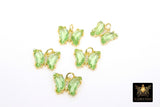 Gold CZ Butterfly Connectors, 12 mm Cubic Zirconia Small Crystal Butterflies #2670, High Quality Huggie Charms in 13 Colors