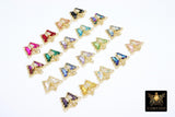 CZ Butterfly Charms, Gold Filigree Cubic Zirconia Crystal Butterflies # 2683, High Quality Charms in 19 Colors