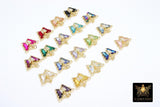 CZ Butterfly Charms, Gold Filigree Cubic Zirconia Crystal Butterflies #2683, High Quality Charms in 19 Colors