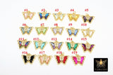 CZ Butterfly Charms, Gold Filigree Cubic Zirconia Crystal Butterflies #2683, High Quality Charms in 19 Colors