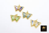 CZ Butterfly Charms, Gold Filigree Cubic Zirconia Crystal Butterflies # 2683, High Quality Charms in 19 Colors