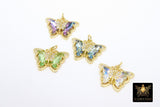 CZ Butterfly Charms, Gold Filigree Cubic Zirconia Crystal Butterflies #2683, High Quality Charms in 19 Colors