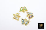 CZ Butterfly Charms, Gold Filigree Cubic Zirconia Crystal Butterflies # 2683, High Quality Charms in 19 Colors