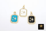 Enamel CZ North Star Charms, Gold White Rectangle Starburst #229, Black or Blue Turquoise Bethlehem Star charm