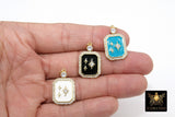 Enamel CZ North Star Charms, Gold White Rectangle Starburst #229, Black or Blue Turquoise Bethlehem Star charm